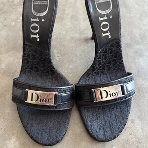 Excellent Condition Dior Mules Black DIORISSIMO Hardware Size 35